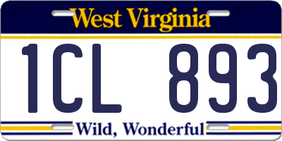 WV license plate 1CL893