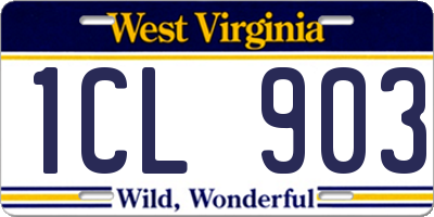 WV license plate 1CL903