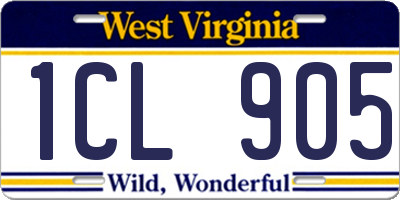WV license plate 1CL905