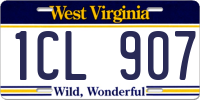 WV license plate 1CL907