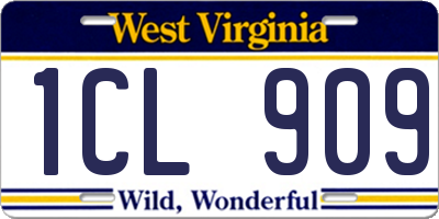 WV license plate 1CL909