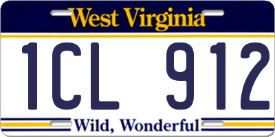 WV license plate 1CL912