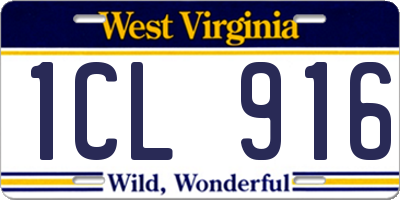WV license plate 1CL916