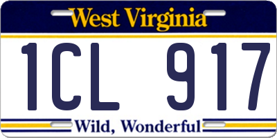 WV license plate 1CL917