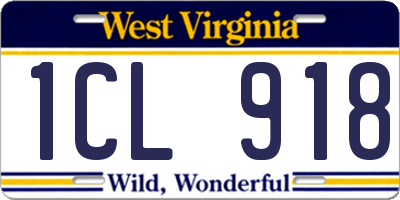 WV license plate 1CL918