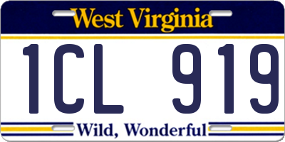 WV license plate 1CL919