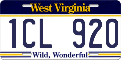 WV license plate 1CL920