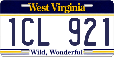 WV license plate 1CL921
