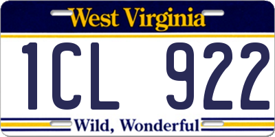 WV license plate 1CL922