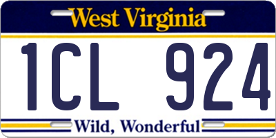 WV license plate 1CL924