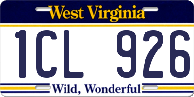 WV license plate 1CL926