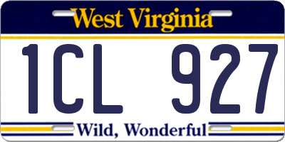 WV license plate 1CL927