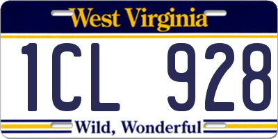 WV license plate 1CL928