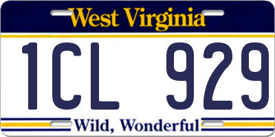 WV license plate 1CL929