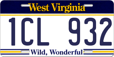 WV license plate 1CL932