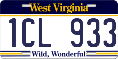 WV license plate 1CL933