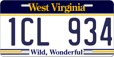 WV license plate 1CL934