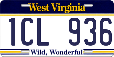 WV license plate 1CL936