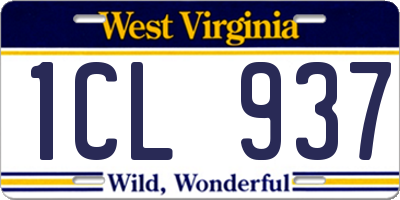 WV license plate 1CL937