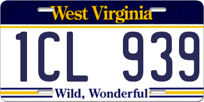 WV license plate 1CL939