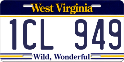 WV license plate 1CL949