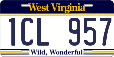 WV license plate 1CL957