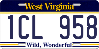 WV license plate 1CL958