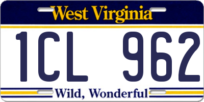 WV license plate 1CL962