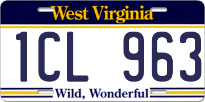 WV license plate 1CL963