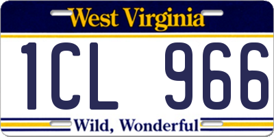 WV license plate 1CL966