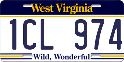 WV license plate 1CL974