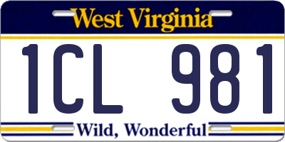 WV license plate 1CL981