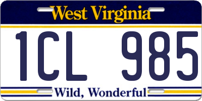 WV license plate 1CL985