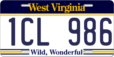 WV license plate 1CL986