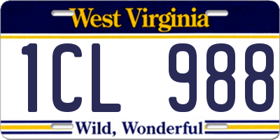 WV license plate 1CL988