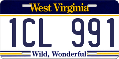 WV license plate 1CL991