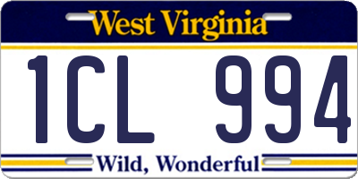 WV license plate 1CL994