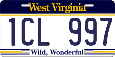 WV license plate 1CL997