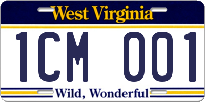 WV license plate 1CM001