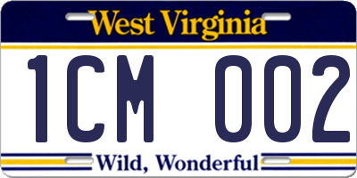 WV license plate 1CM002