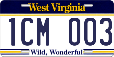 WV license plate 1CM003