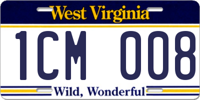 WV license plate 1CM008