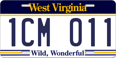 WV license plate 1CM011