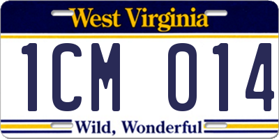 WV license plate 1CM014