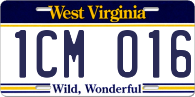 WV license plate 1CM016