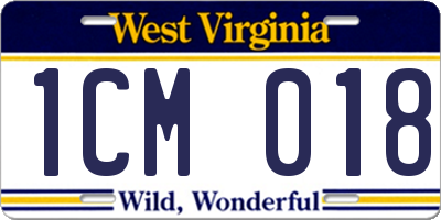 WV license plate 1CM018