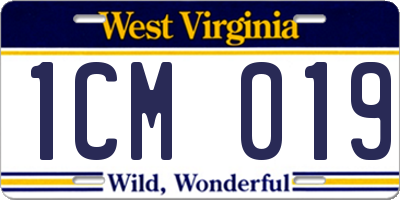 WV license plate 1CM019