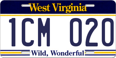 WV license plate 1CM020