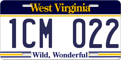 WV license plate 1CM022