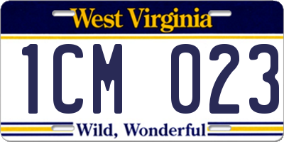 WV license plate 1CM023